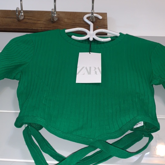 NWT Zara Lace Up Crop Top - Picture 7 of 16